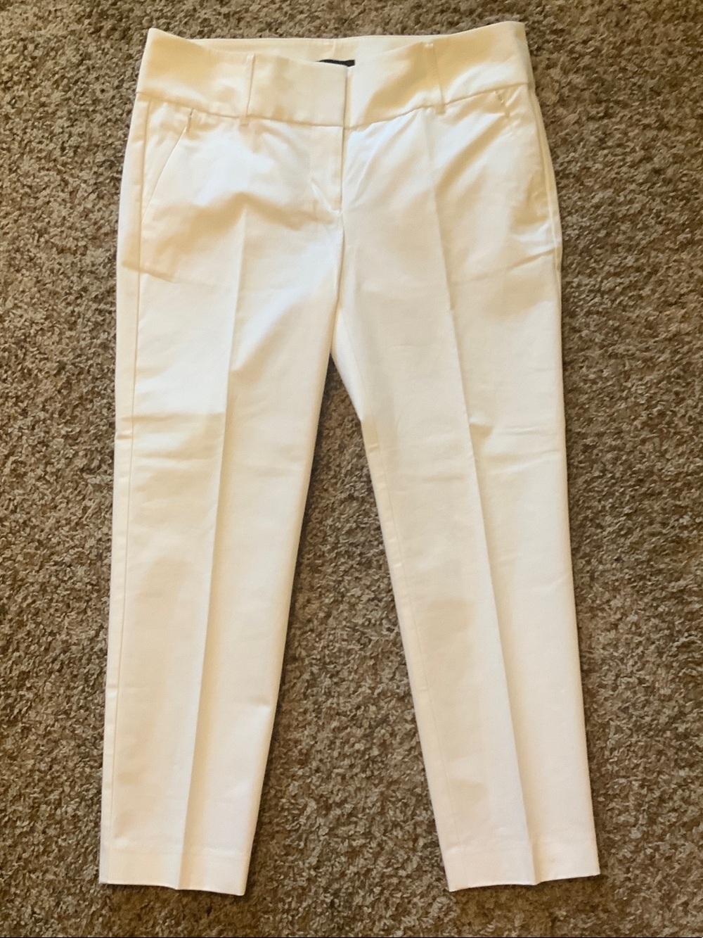 Ann Taylor White Cropped Ponte Ankle Pants